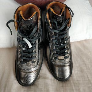 Bally Eroy gunmetal cat eye lace up high top shoes
